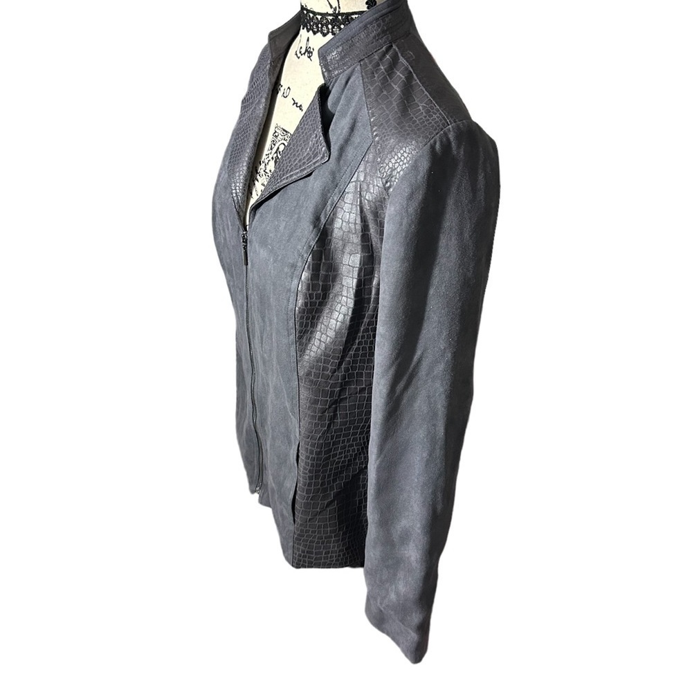 Studio Works Suede Snakeskin Print Full ZIP Jacket Sz 10 - Picture 6 of 11